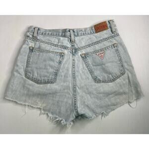 Vintage Guess Jean Cut Off Denim Shorts Festival Zipper Fly Tag Size 32